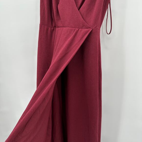 DRESS THE POPULATION Ariel Racerback Faux Wrap Crepe Gown Bridesmaid Dress // S - Picture 5 of 10